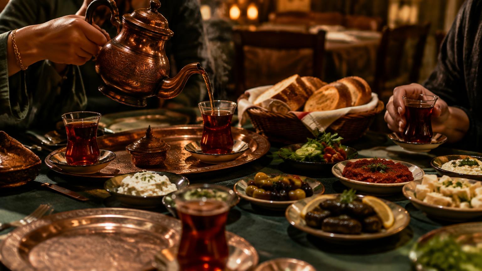 Çay ve mezelerle sofra keyfi